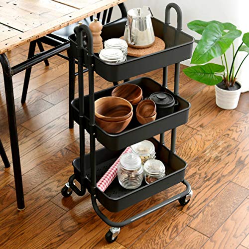 山善] キッチンワゴン バスケットトローリー プラトロ 幅43×奥行36×高